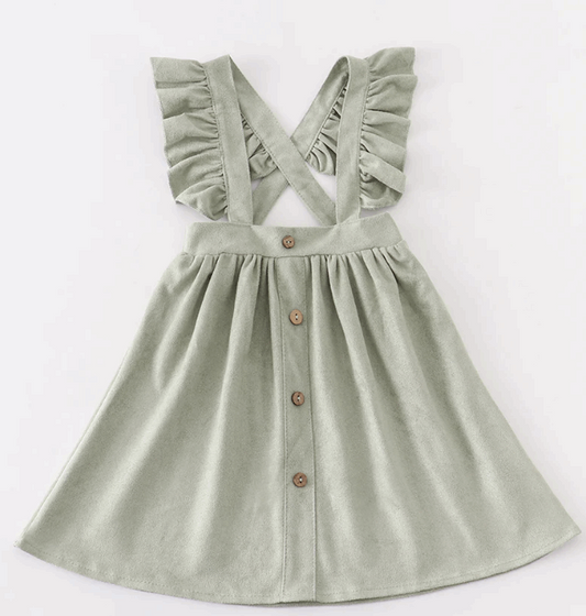 Ruffle Suede Suspender Dress - Multiple Colors