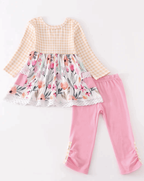 Pink Floral and Gingham Set