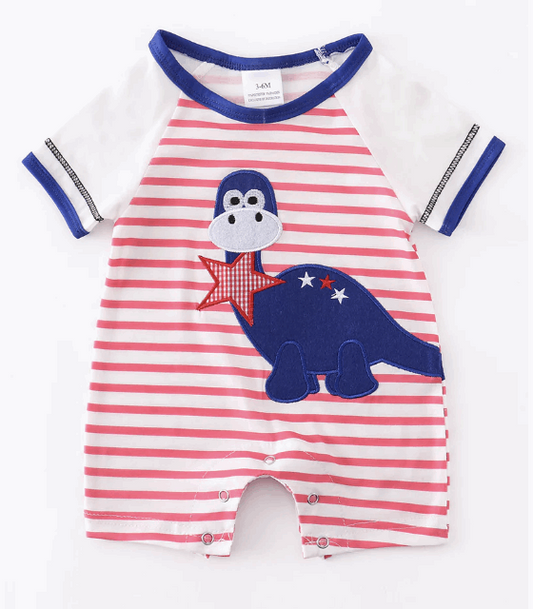 Patriotic Dinosaur Romper