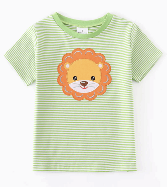 Green Striped Lion Shirt Size 4T