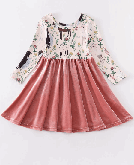 Pink Velvet Twirl Dress