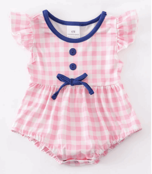 Pink Plaid Ruffle Romper