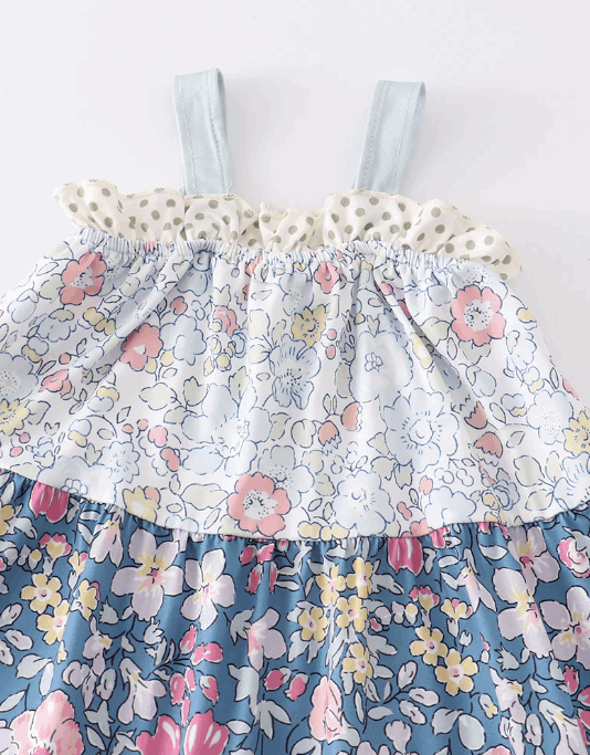 Floral print strap tiered dress