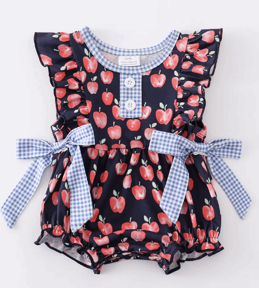 Back to School Apple Bubble Romper