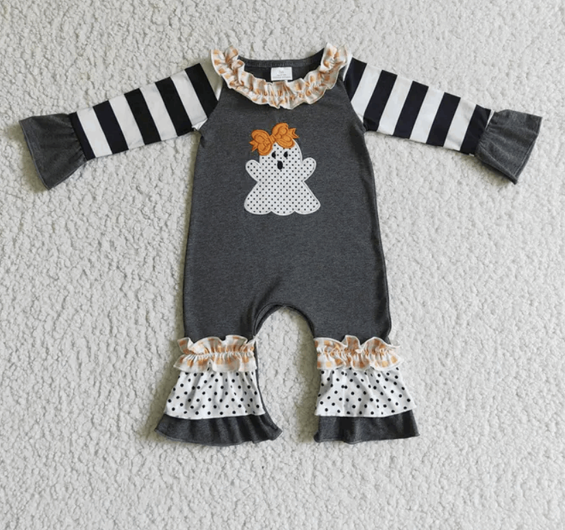 Baby Girls Halloween Ghost Black Romper