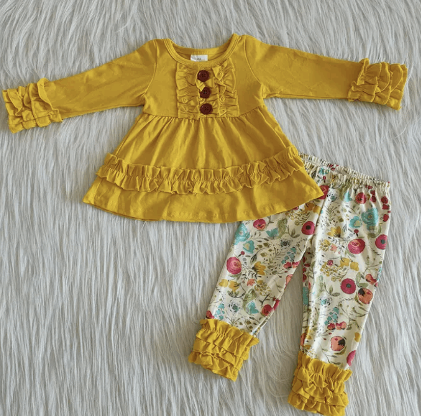 Mustard Tunic Floral Legging Set