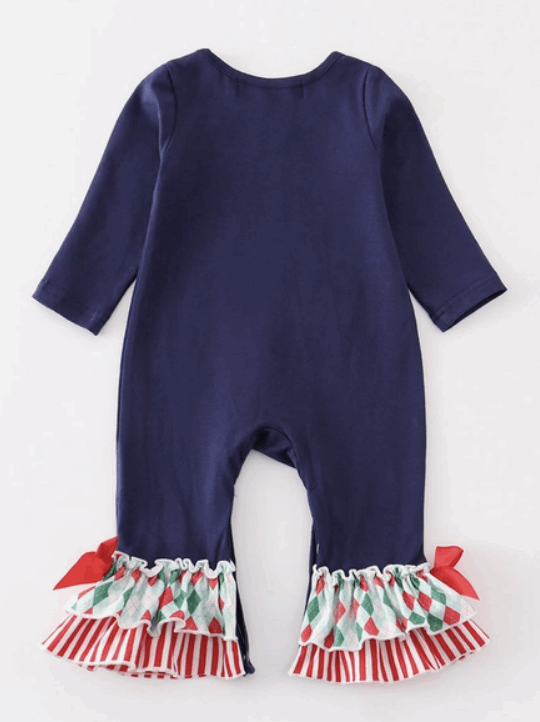 Navy Christmas Applique Romper