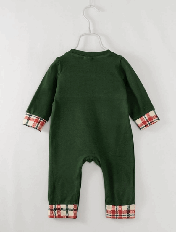 Green Christmas Smocked Boy Romper