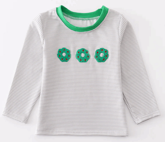 Boys French Knot Wreath Shirt