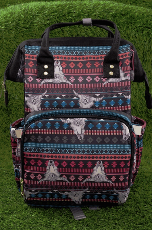 Western Diaper Bag Skull and Pattern