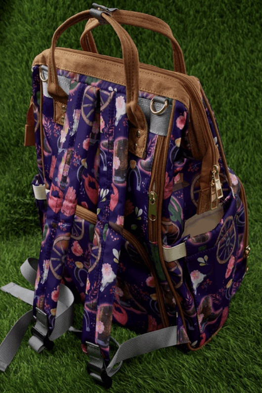 Purple Western Print Diaper Bag