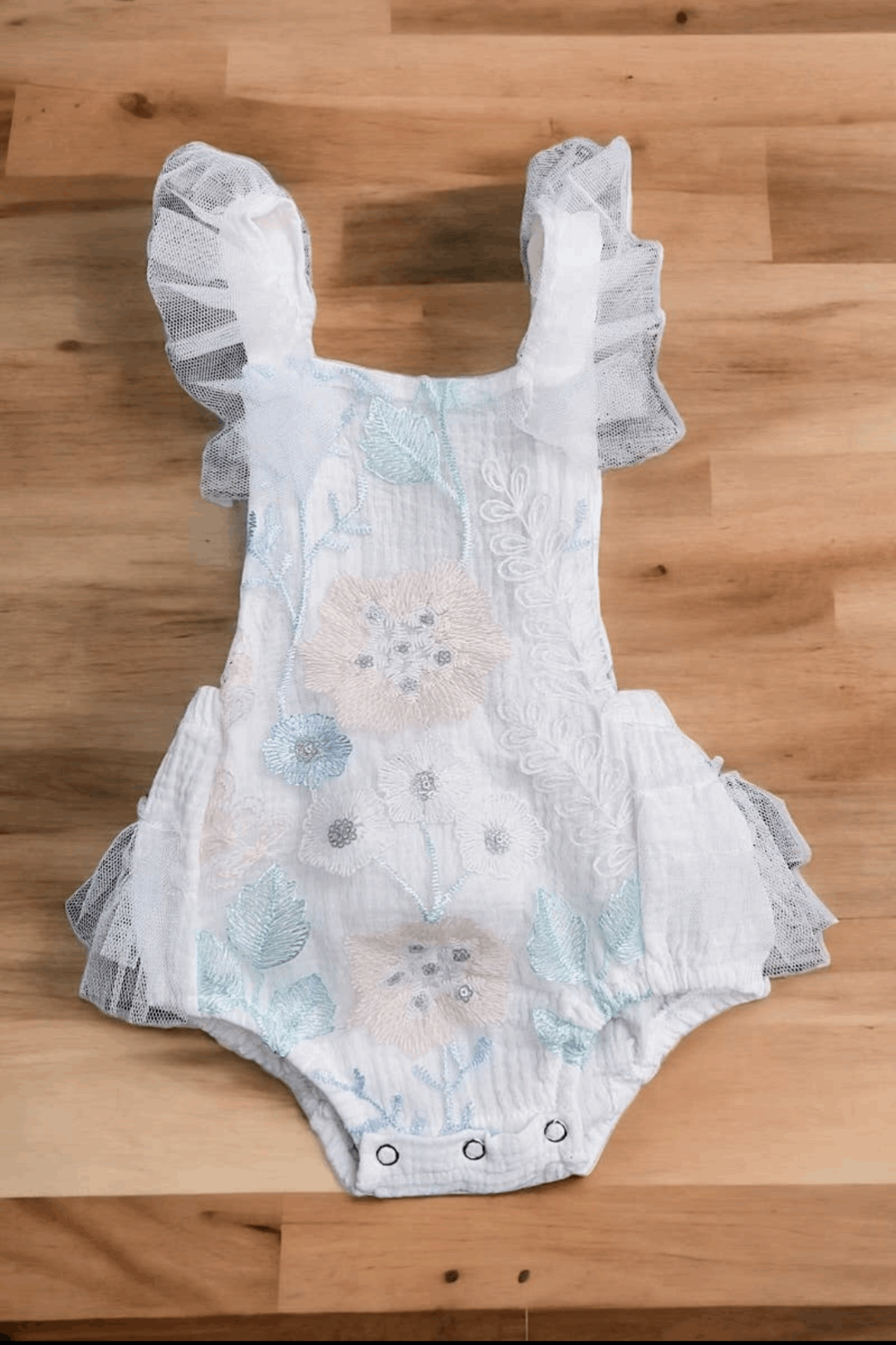 Lace Embroidered Baby Onesie