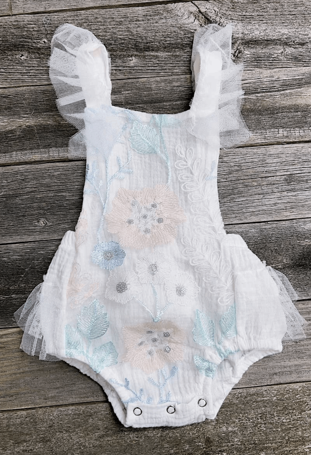 Lace Embroidered Baby Onesie