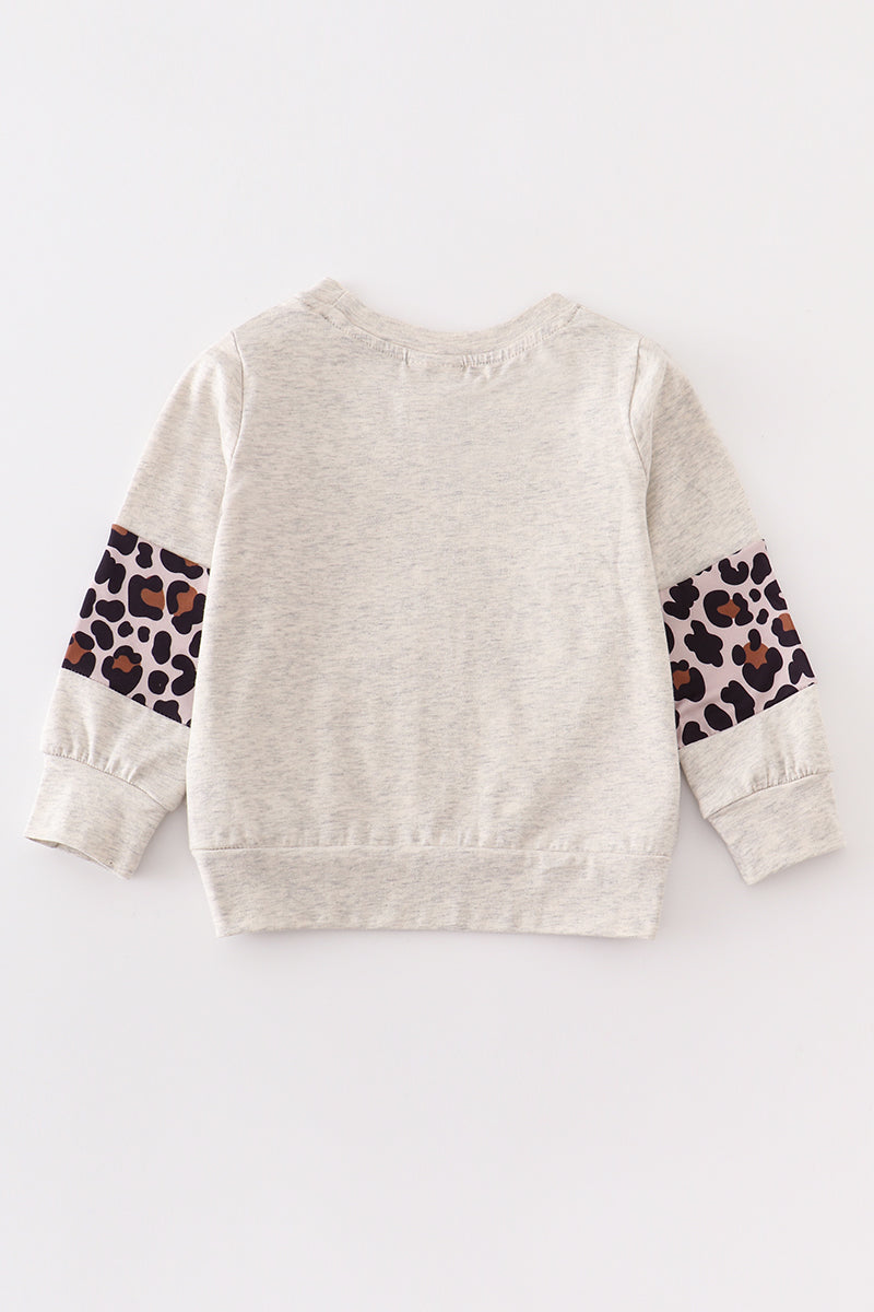 Girls Leopard Pumpkin Sweater