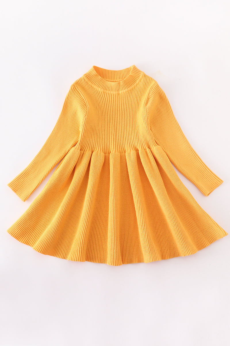 Mustard Yellow Ribbed Dress