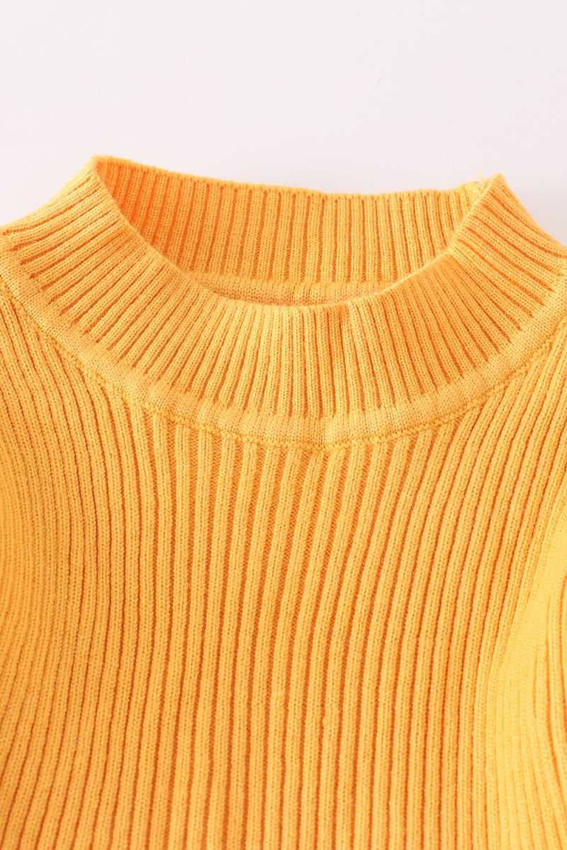 Mustard Yellow Ribbed Dress